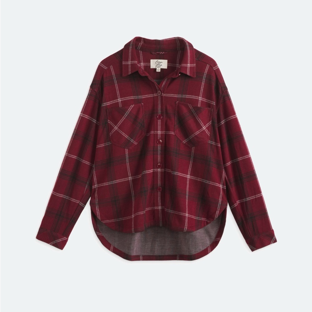 Plaid Button Down Shirt - Burgundy